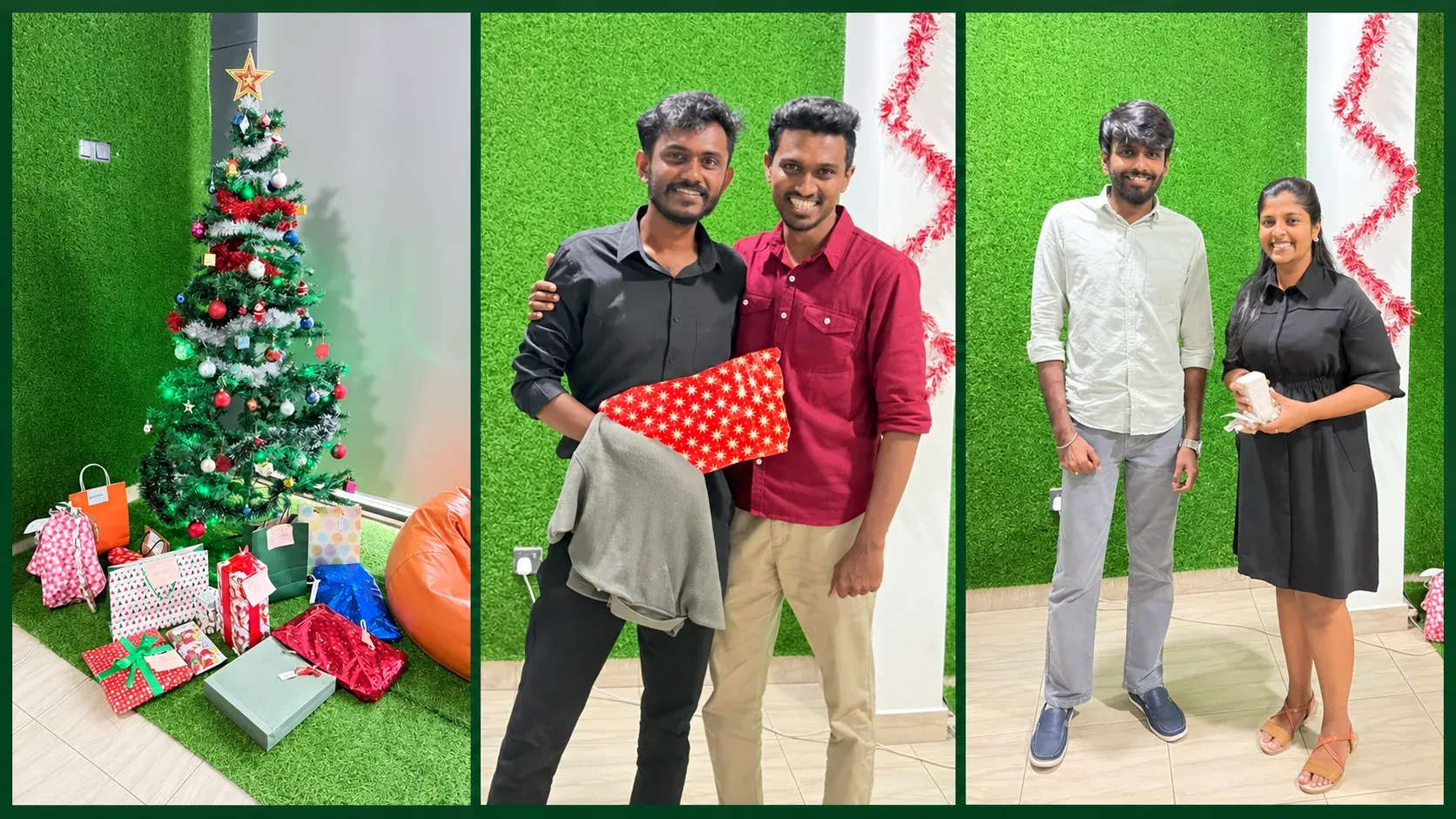 Christmas at Konekt 2025 featuring the decorated tree, Secret Santa gifts and team members