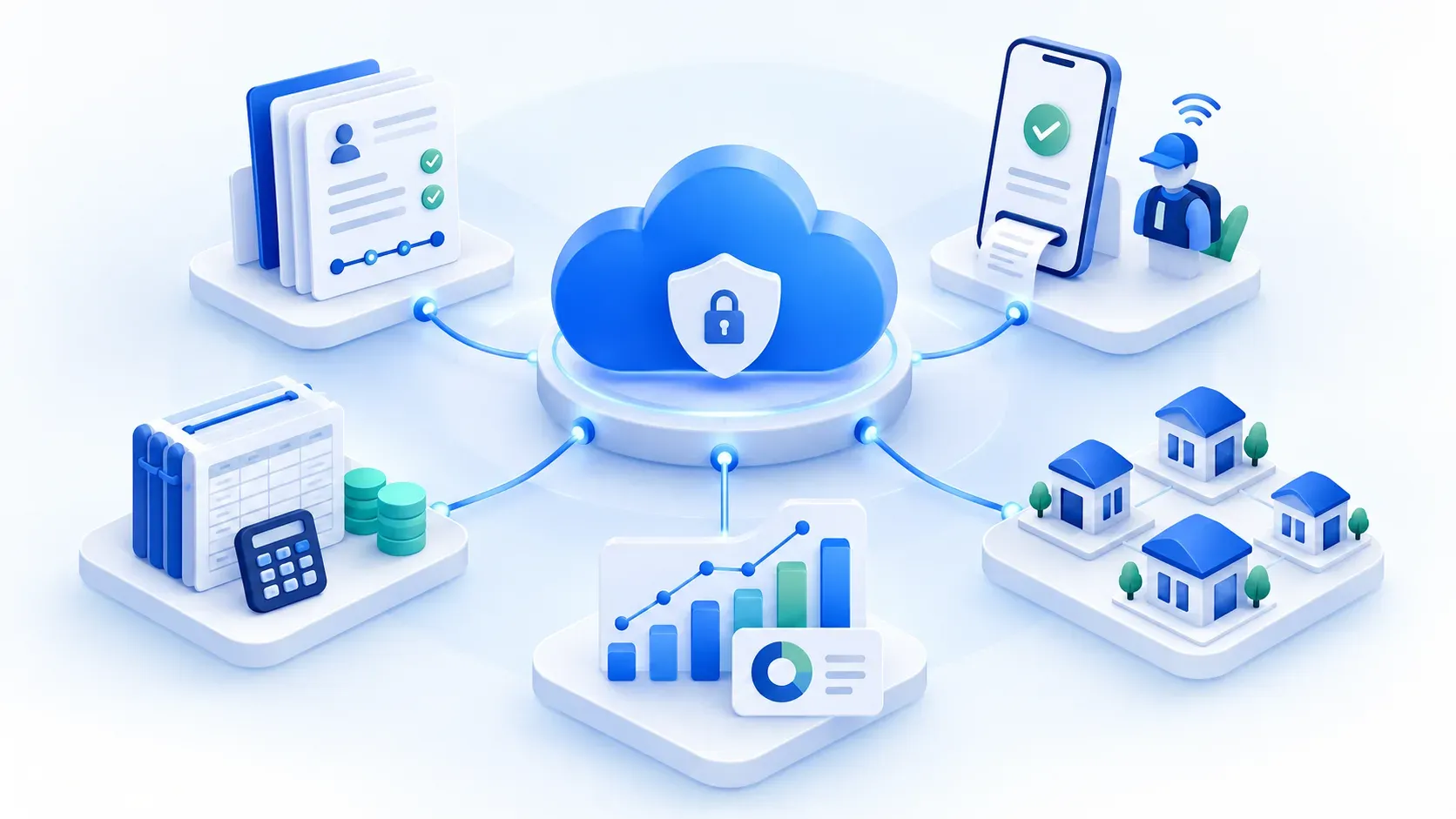 Kredible cloud platform connecting loan management, mobile collections, accounting, analytics, and branch operations